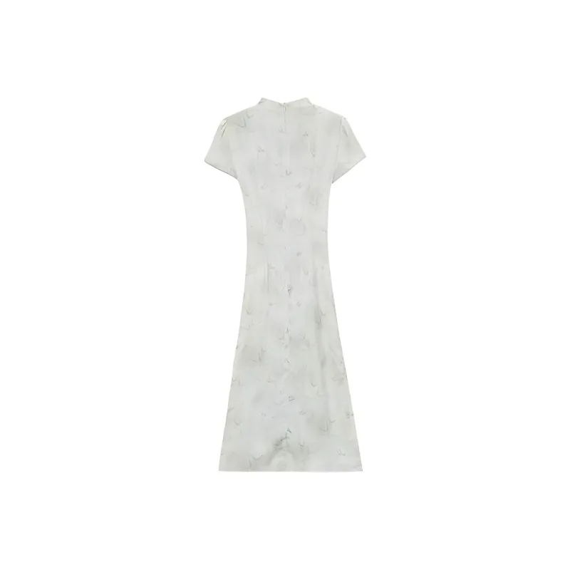 AHDO Short Sleeved Dress Women's Light Gray Green-1