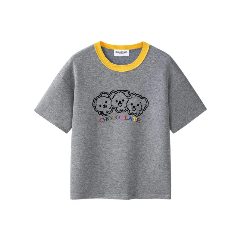  CHOCOOLATE Drop Shoulder Sleeve T Shirt Women's Gray-0