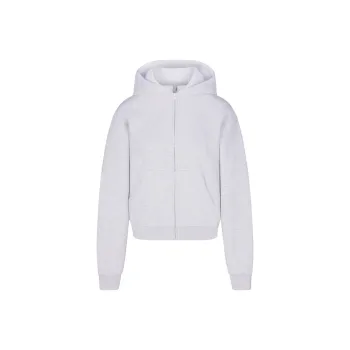 SKIMS COTTON FLEECE CLASSIC ZIP UP HOODIE Sweatshirt Women's Light Heather Grey