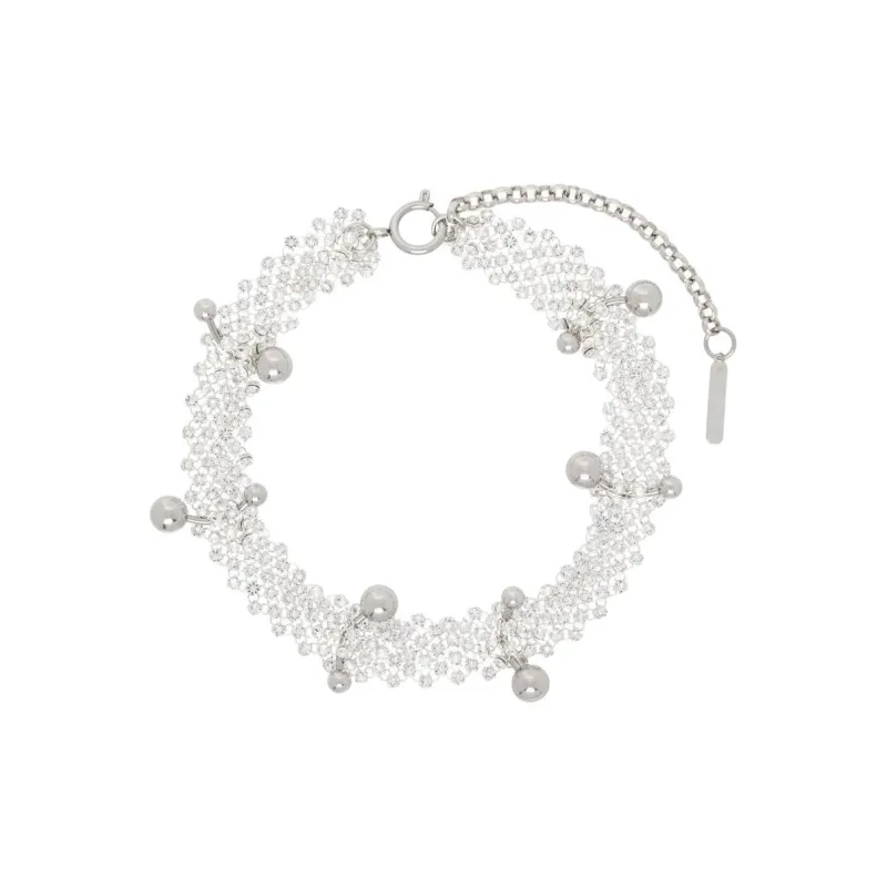 JUSTINE CLENQUET Brass, Crystal Necklaces Women's Silver-1