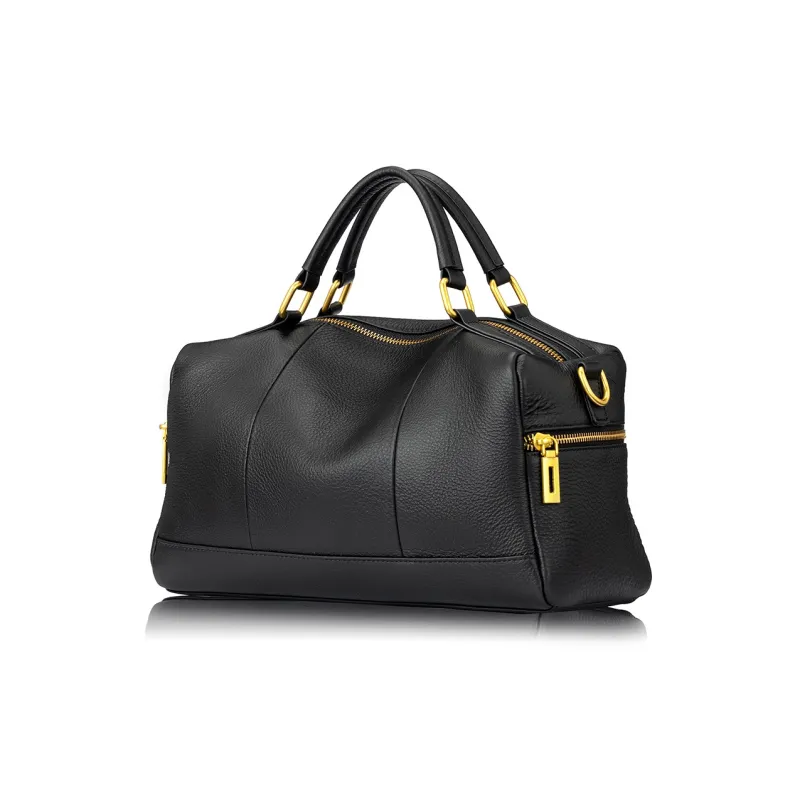 ROBERTA DI CAMERINO Cow Leather Mommy Bag Handbag Women's Black Gold/Elephant Gray-1