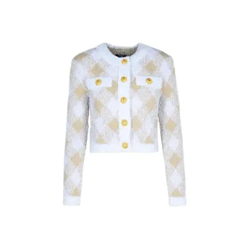 BALMAIN Vichy Tweed Short Jacket
