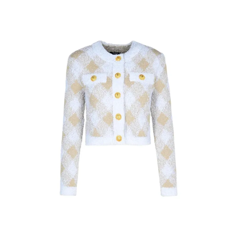 BALMAIN Vichy Tweed Short Jacket-0