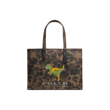 COACH Recycled Tote Canvas Bag Shopping Bag Tote Crossbody Bag Handbag Women's Colorful Army Green