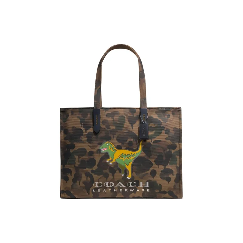 COACH Recycled Tote Canvas Bag Shopping Bag Tote Crossbody Bag Handbag Women's Colorful Army Green-0