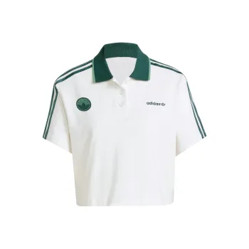 adidas Women's Loose Crop Polo Shirt White