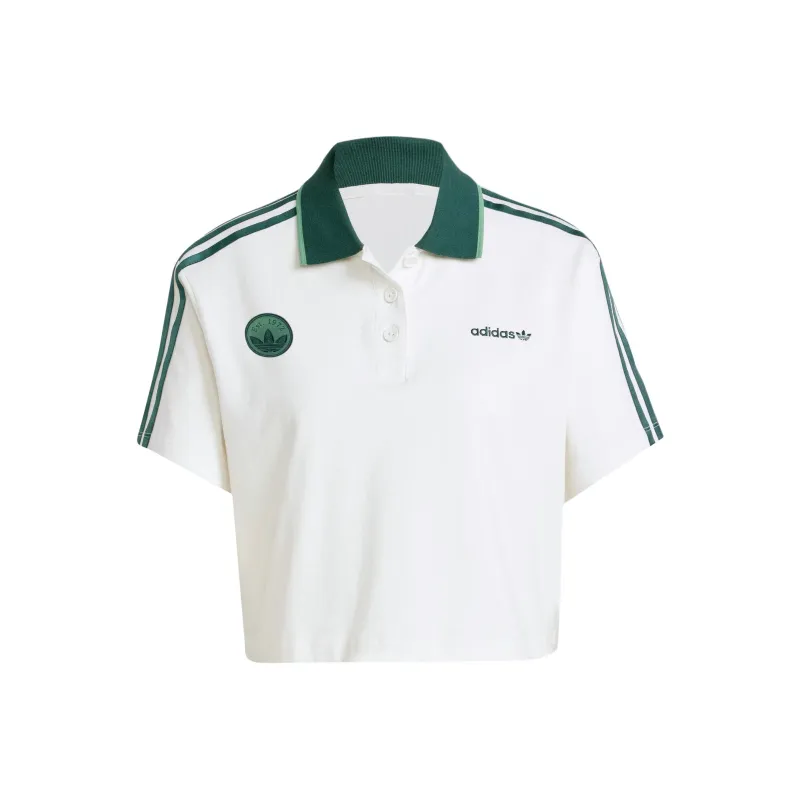 adidas Women's Loose Crop Polo Shirt White-0