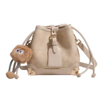 Bullrun Artificial Leather Bucket Underarm Crossbody Bag, Shoulder Bag Women's Khaki