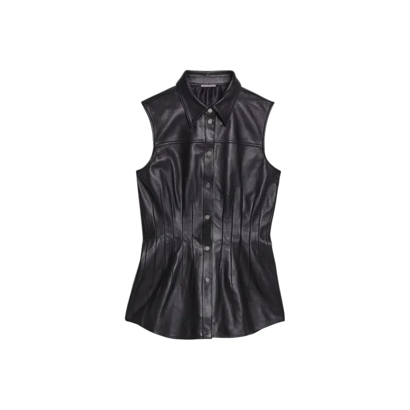 Helmut Lang Leather Waisted Dart Shirt-0