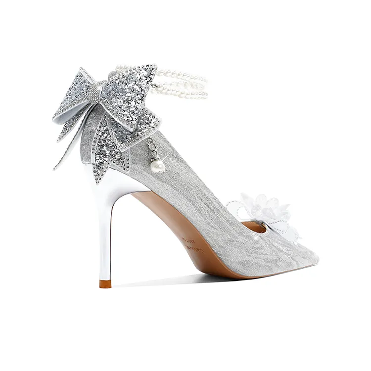 Crelinkxlat Slim Heel High Heels Women's Silver-13