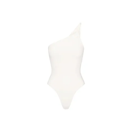 SKIMS COTTON TWIST ONE SHOULDER BODYSUIT Jumpsuit Women's MARBLE/Marble