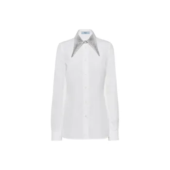 PRADA Rhinestone embellished Cotton Shirt