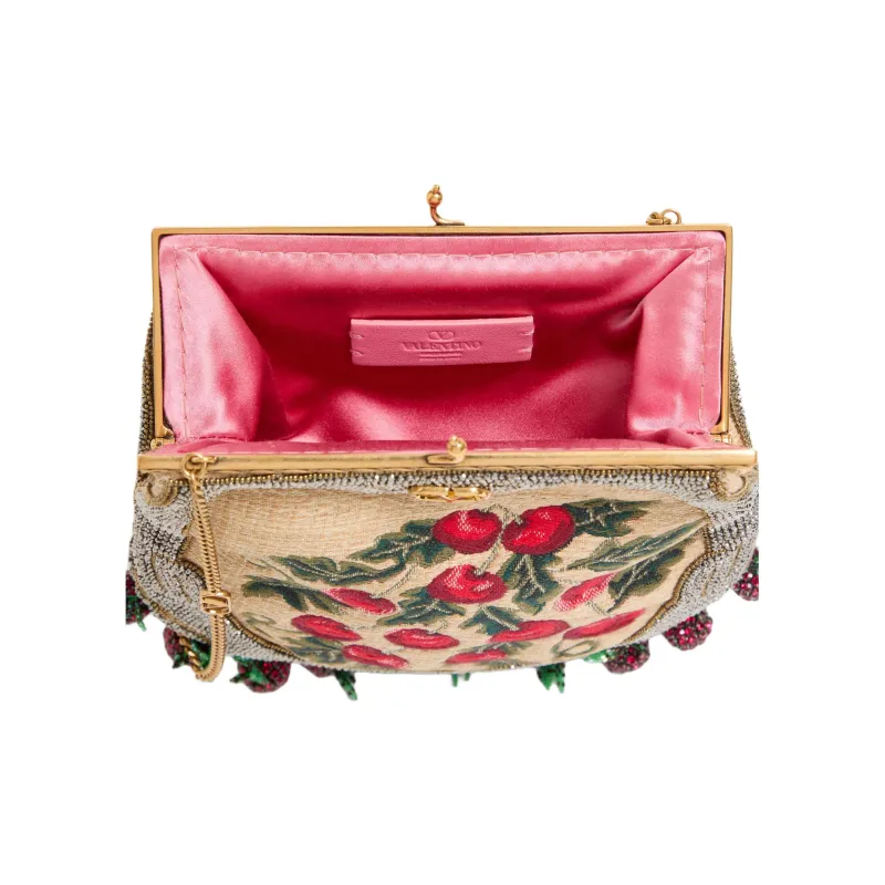Valentino Raffia Clutch, Crossbody Bag, Shoulder Bag Women's Natural & Multicolor-4