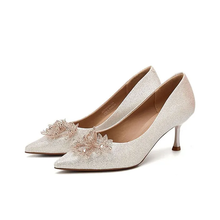 DAPHNE High Heels Women's Champagne, Silver-2
