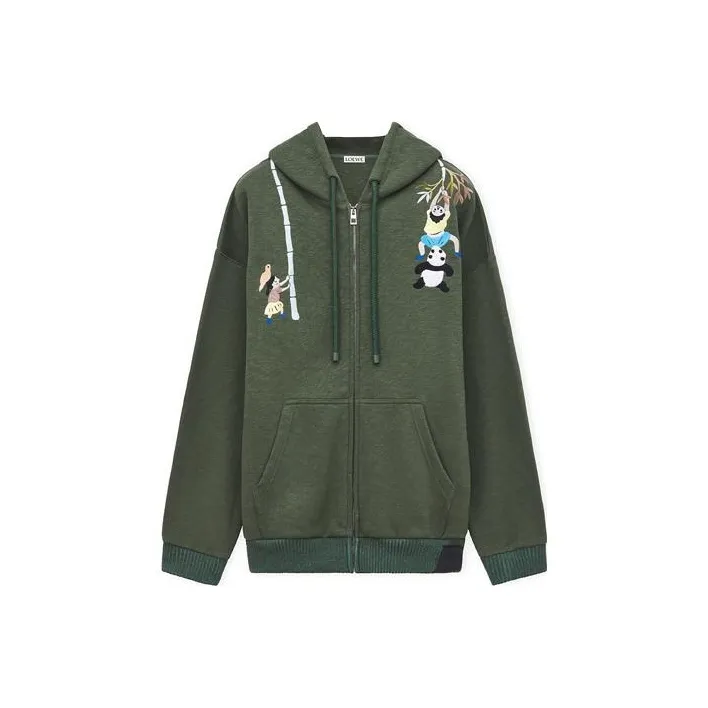 LOEWE Zip Up Hoodie 'Vintage Green'-0