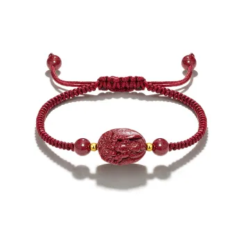 JINGCHENGGOU Reconstructed Cinnabar Bracelets Unisex