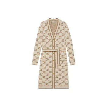 GUCCI Gg Jacquard Belted Waist Cardi Coat