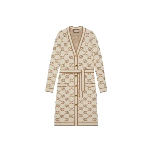 GUCCI Gg Jacquard Belted Waist Cardi Coat