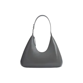 By Far Amber Smooth Cow Leather Shoulder Bag Handbag Women's Cement Gray