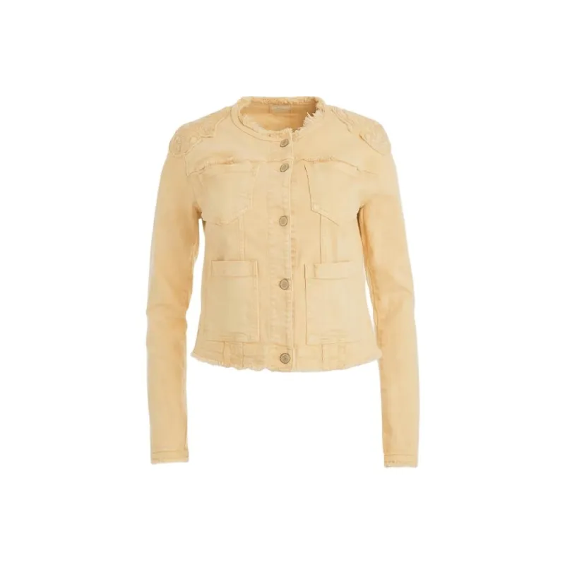 GUESS Eco Layla Denim Jacket Jackets Coats Women's Beige-0