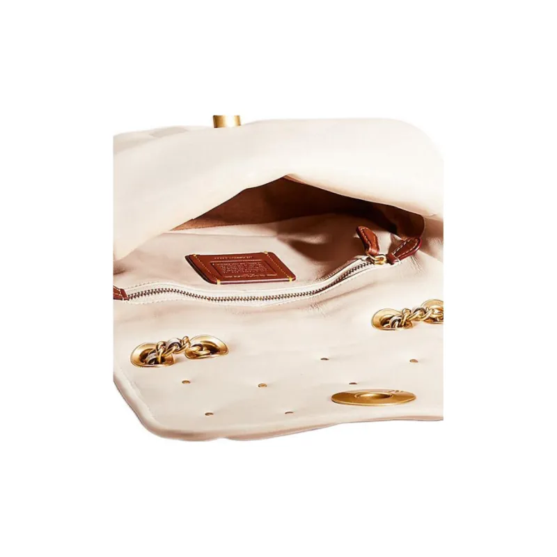 COACH Madison Nappa Leather Pillow Bag Handbag, Shoulder Bag Medium Size Women's Cream White-4