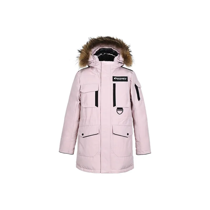 Discovery Expedition Solid Color Hooded Thickened Mid Length Down Jacket Women's-0