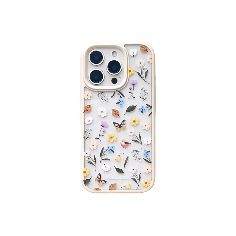 Wei Xin Acrylic Material Floral Butterfly Bird Phone Cases Compatible With IPhone 16/15 Pro Max/Apple 13/14 Pro/Max-0