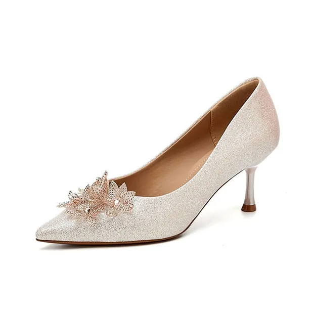 DAPHNE High Heels Women's Champagne, Silver-1
