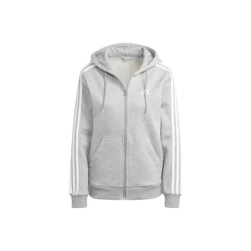 Adidas Free Shipping With AdiClub Essentials 3 Stripes Full Zip Fleece Hoodie