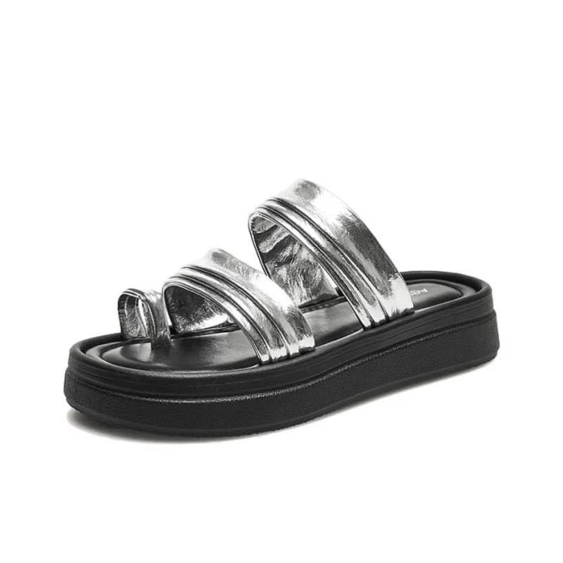 AGSDON Slide Slippers Women's Beige/Silver-7