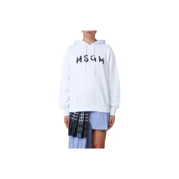 MSGM Logo Sequin Embellished Drawstring Hoodie
