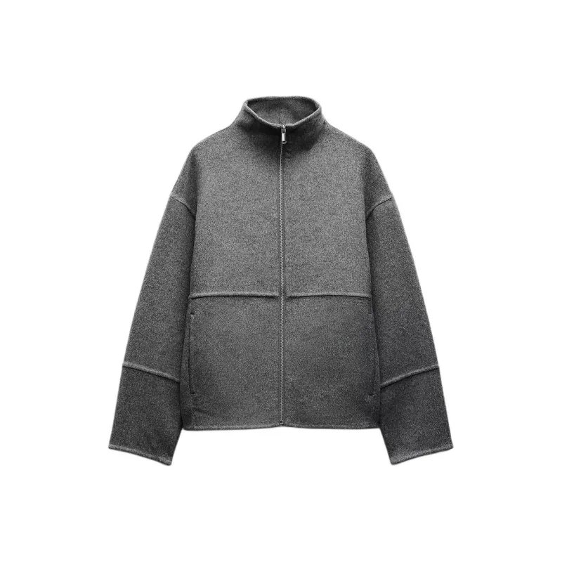 ZARA ZW Series Jackets Coats Women's Gray Mudstone Gray-0