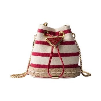 PRADA Cotton Shoulder Bag Mini Women's Pomegranate Yellow & Red