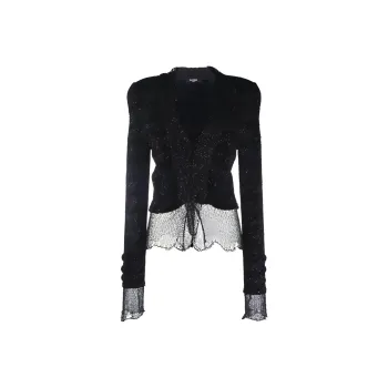 BALMAIN Sheer Tie front Knit Jacket