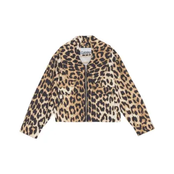 GANNI Leopard Print Zipped Jacket 'Beige Leopard'