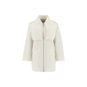 GANNI Kalamata Quilt Midi Jacket 'Egret'
