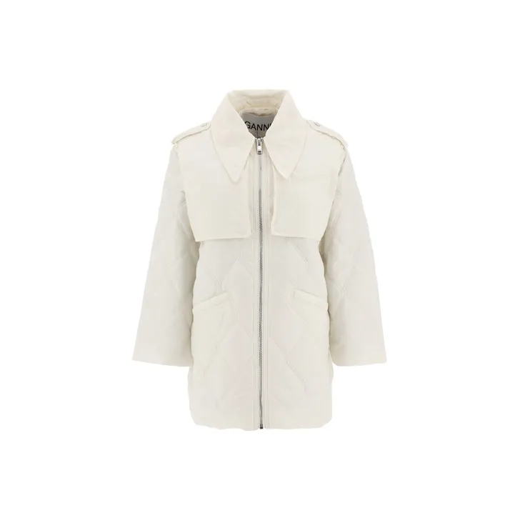 GANNI Kalamata Quilt Midi Jacket 'Egret'-0