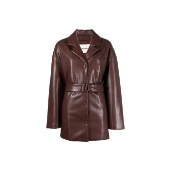 NANUSHKA Belted Faux leather Blazer