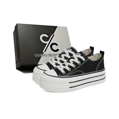 Colorful Creations Canvas Shoes Women's Low Top Black/Yellow/Beige/Pink
