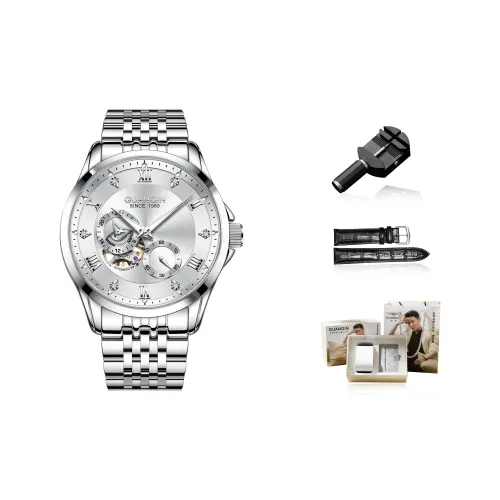 GUANQIN Super Player Collection Mechanical Movement Steel Strap Watch Men's Watches White Dial