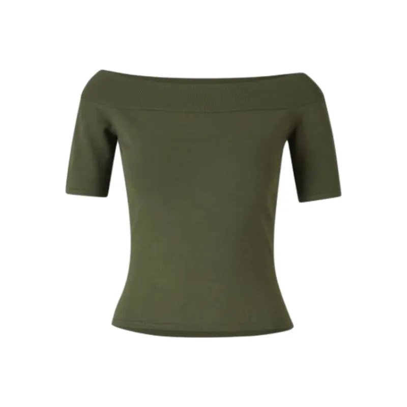 Alexander McQueen Off Shoulder Short Sleeved T Shirt-0