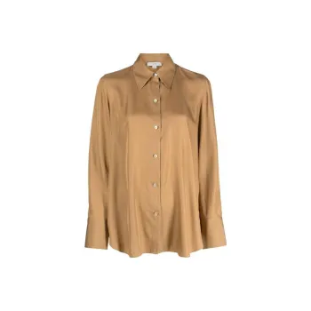 VINCE Pointed-collar Silk-satin Shirt