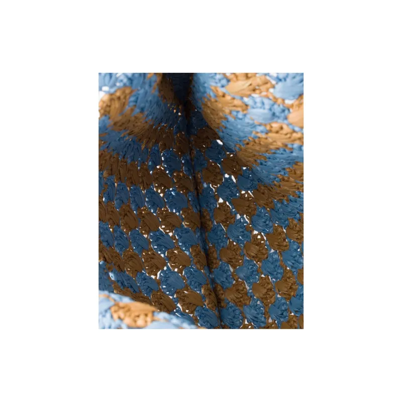 PRADA Viscose Tote Bag, Shopping Bag, Handbag Women's Cerulean & Caramel-3