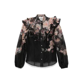 Zimmermann Crush Frill Sleeved Blouse