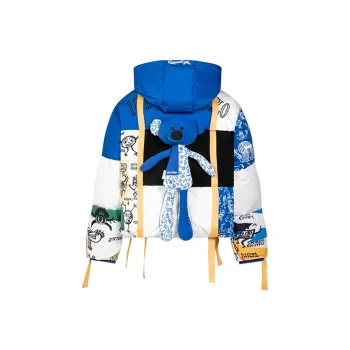 13 DEMARZO Down Jacket Winter Unisex Blue White Multicolor
