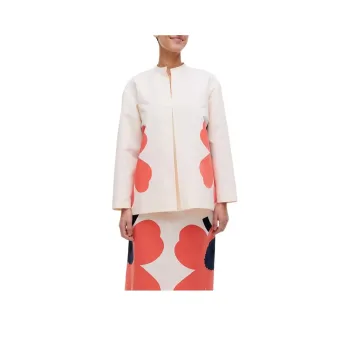 Marimekko SS24 Shirt Women's Orange Dark Blue Beige