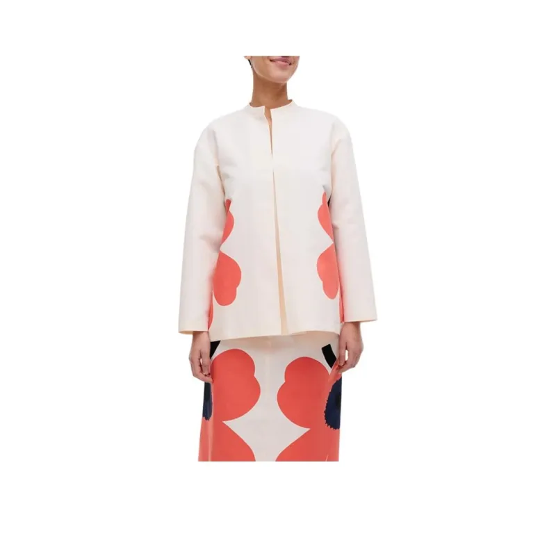 Marimekko SS24 Shirt Women's Orange Dark Blue Beige-0