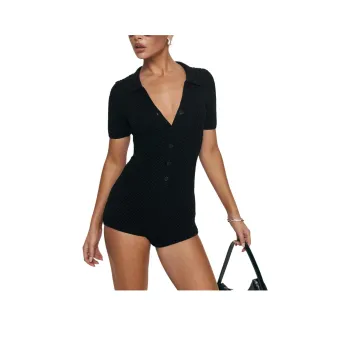 PRINCESS POLLY SYLEEM KNIT ROMPER Bodysuits Women's BLACK/Black