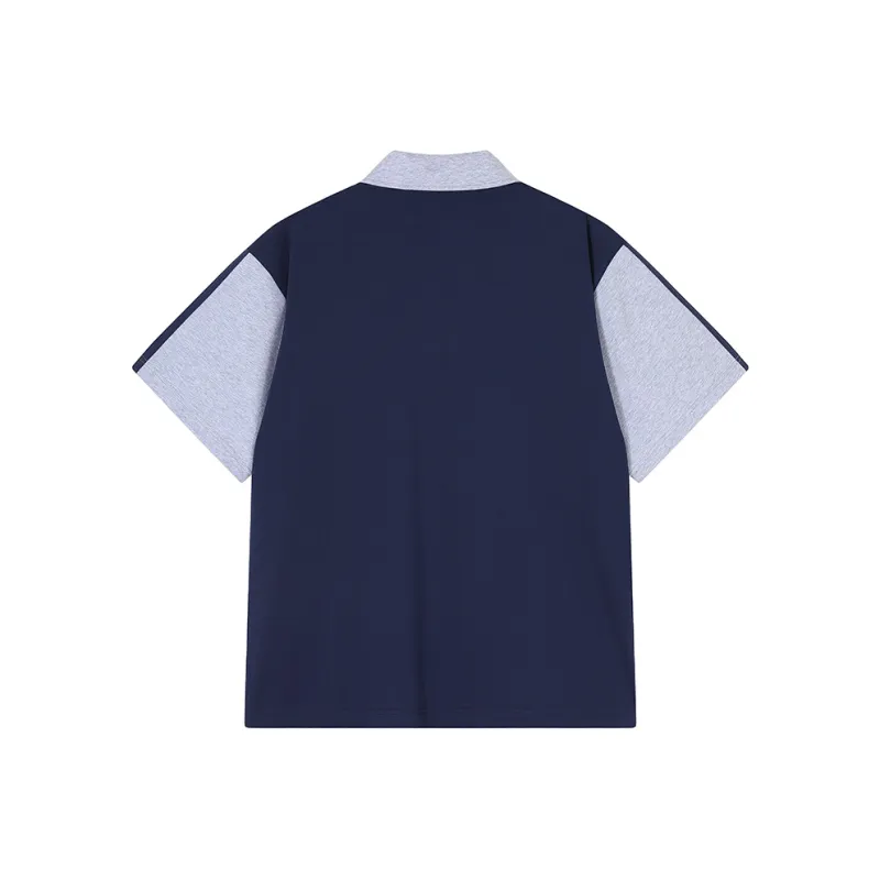 MATCHA STORY College Series Polo Shirt Unisex Navy Blue-1