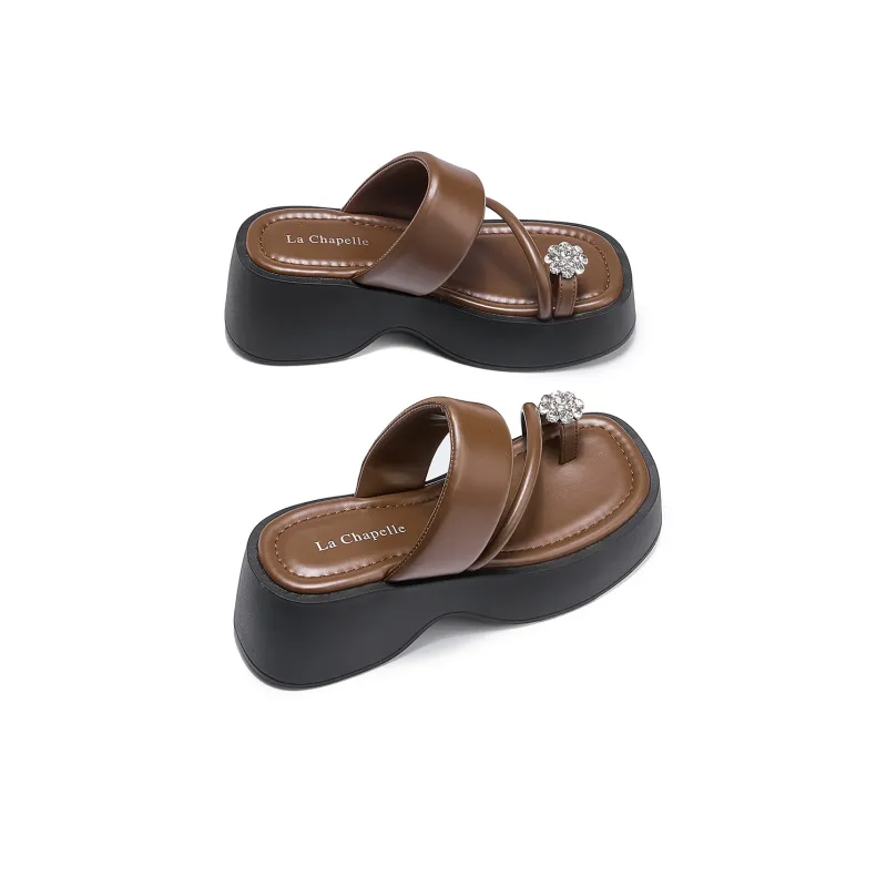 La Chapelle Slide Slippers Women's Brown-2